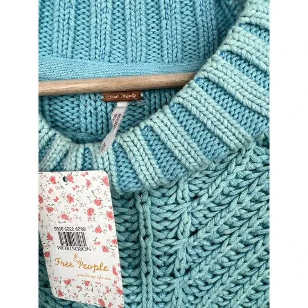 Free People Sweetheart Women's Sweater Ocean Pearl Blue Size: Medium NWT - Picture 5 of 9